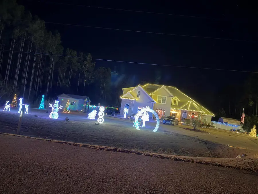 A whole property glowing after dark